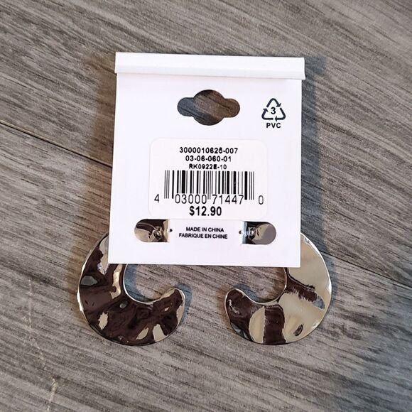 Ricki's New‎ With Tag Half Round Molten Metal Earrings - Picture 4 of 4